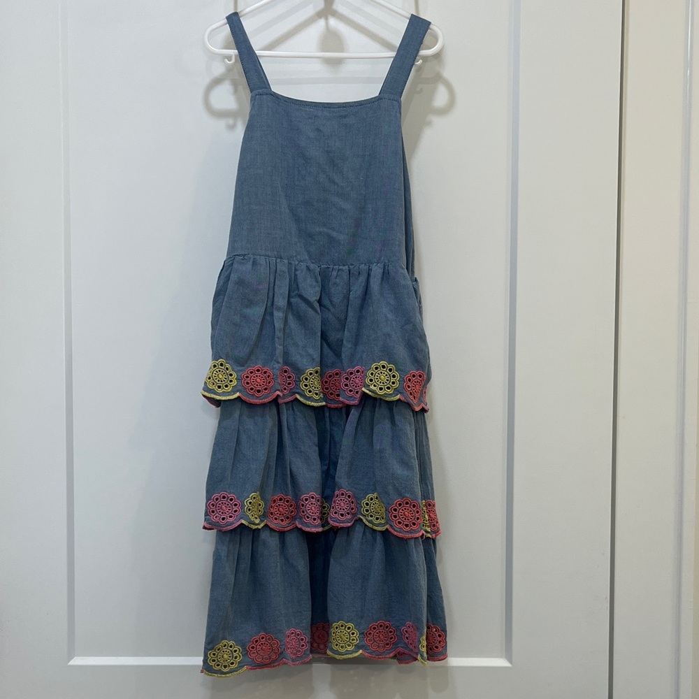 Old Navy 3 Tiered Sleeveless Sun Dress Crochet Embroidered Floral Accents Size 8